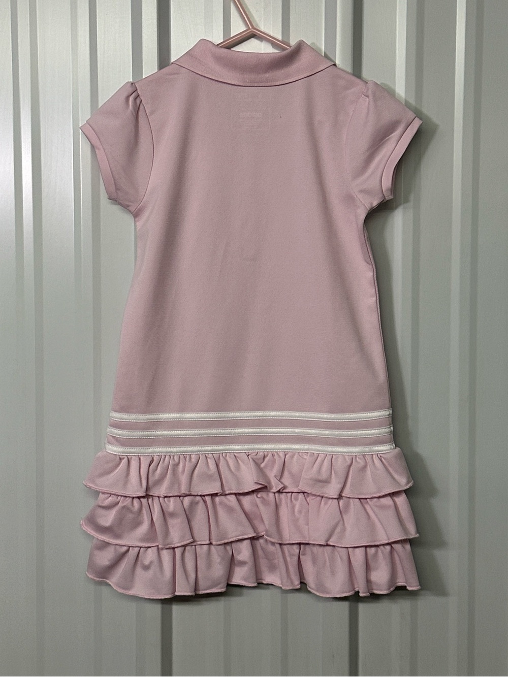 Girls Adidas Pink Ruffle Polo Dress Sporty Prep Tenniscore Activewear - Picture 2 of 6